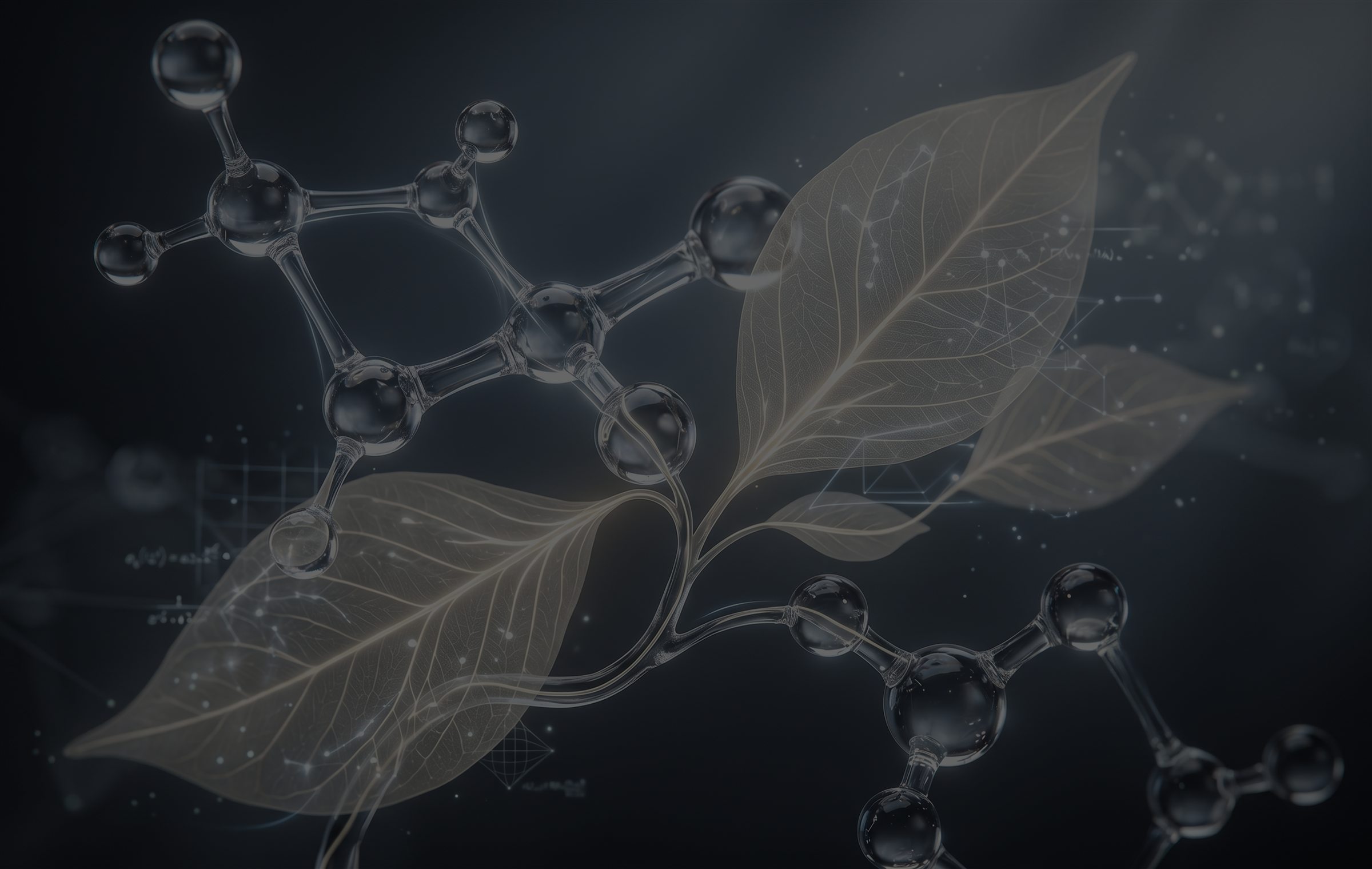 Molecular structure and leaf illustration